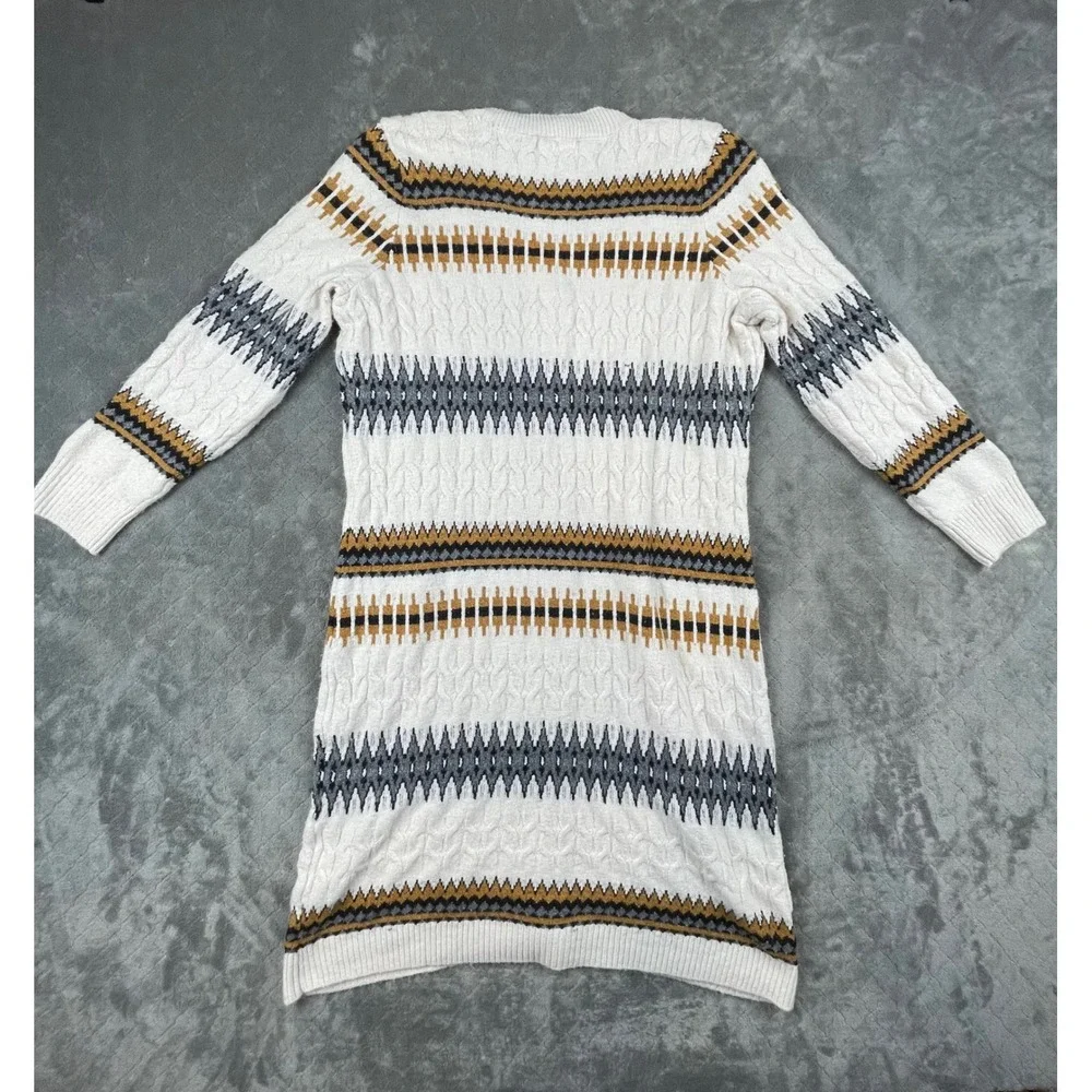 Lucky Brand Women's‎ Cream Aztec Cable Knit Long Cardigan Sweater 2X Boho